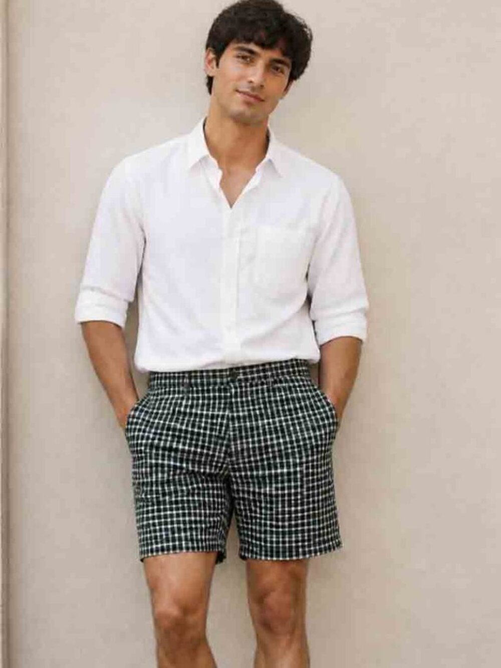 J.CREW Plaid Cotton Shorts Flat Front Blue White Green Yellow ACTUAL SIZE 38